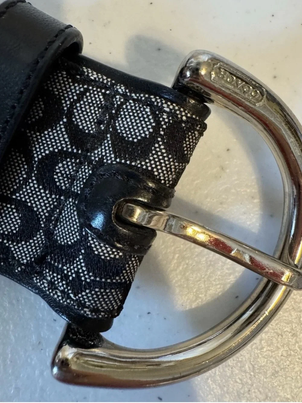 Vintage Y2K Coach 3977 Signature Jacquard Wide Grommet Belt Black Small
